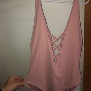 Pink one piece bathing suit